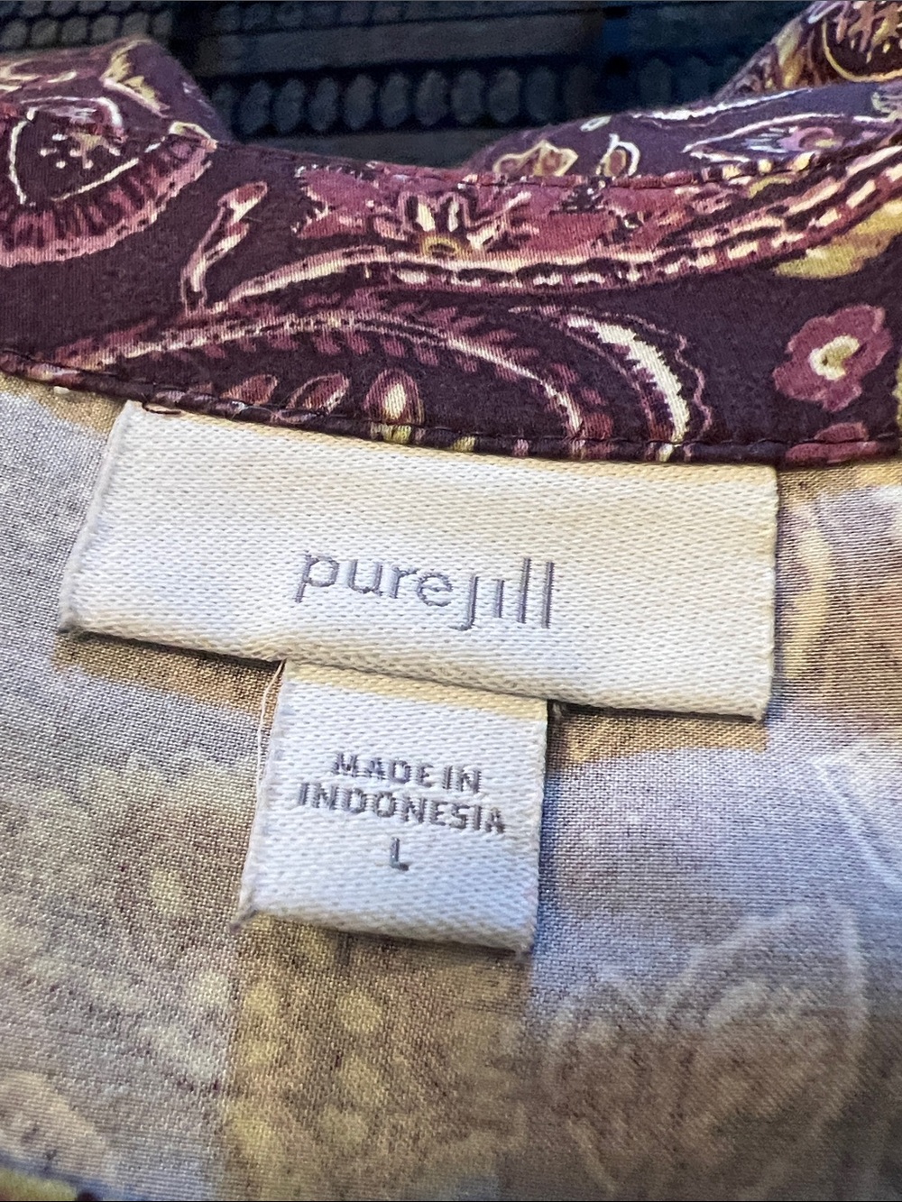 Women's Purple Paisley Maxi Dress with Scoop Neck and Long Sleeves Size Large - Picture 10 of 11